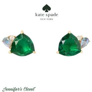 Kate Spade Emerald Green and Crystal Stud Earrings NWT